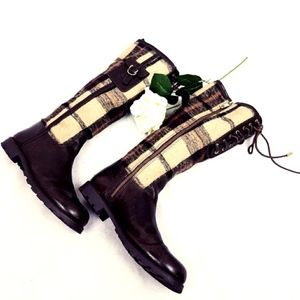 TORY BURCH PLAID FLANNEL BOOTS SIZE 9M